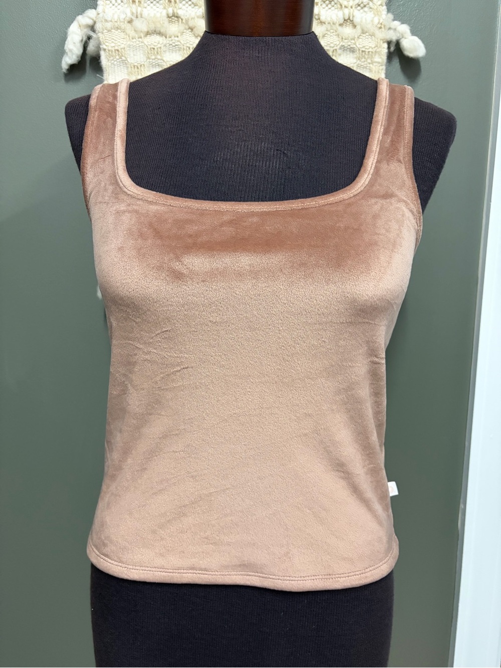 Old Navy O.N.L.Y. Velvet Square-Neck Tank Top — Taupe